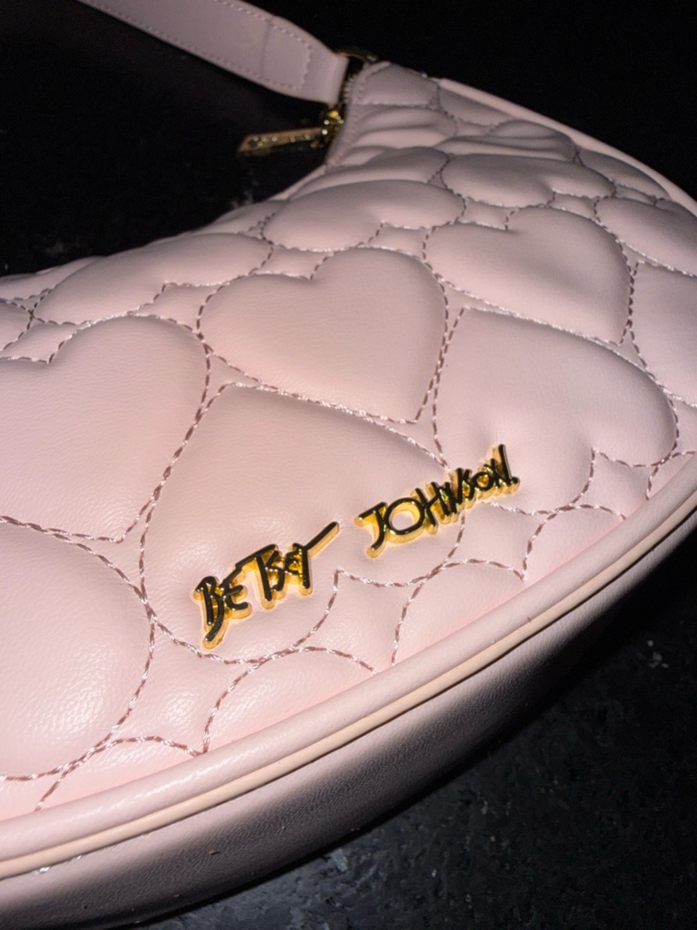 NEW Betsey Johnson Blush Pink Quilted Heart Shoulder Bag HOT STUFF CHILI PEPPER - Picture 6 of 11
